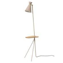 Billede af Warm Nordic Cone Floor Lamp With Table H: 144 cm - Pure Cashmere/Oiled Oak