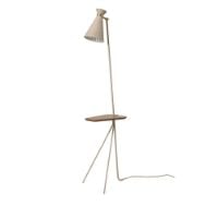Billede af Warm Nordic Cone Floor Lamp With Table H: 144 cm - Pure Cashmere/Teak