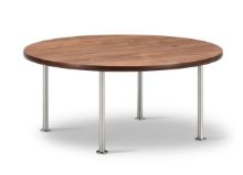 Billede af Fredericia Furniture Wegner Ox Table Ø: 80 cm H: 41 cm - Stål/Olieret Valnød