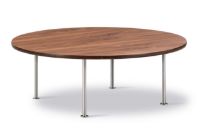 Billede af Fredericia Furniture Wegner Ox Table Ø: 100 cm H: 35 cm - Stål/Olieret Valnød
