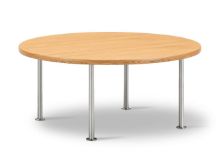 Billede af Fredericia Furniture Wegner Ox Table Ø: 80 cm H: 35 cm - Stål/Olieret Eg