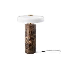 Billede af Design By Us Trip Portable Lamp H: 21 cm - Dark Emperador Marble/Opal