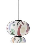 Billede af &Tradition Formakami JH5 Limited Edition Pendant Ø: 70 cm - Ivory White Printed Pattern/Black