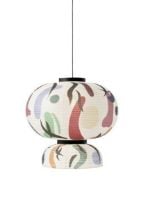 Billede af &Tradition Formakami JH5 Limited Edition Pendant Ø: 70 cm - Ivory White Printed Pattern/Black