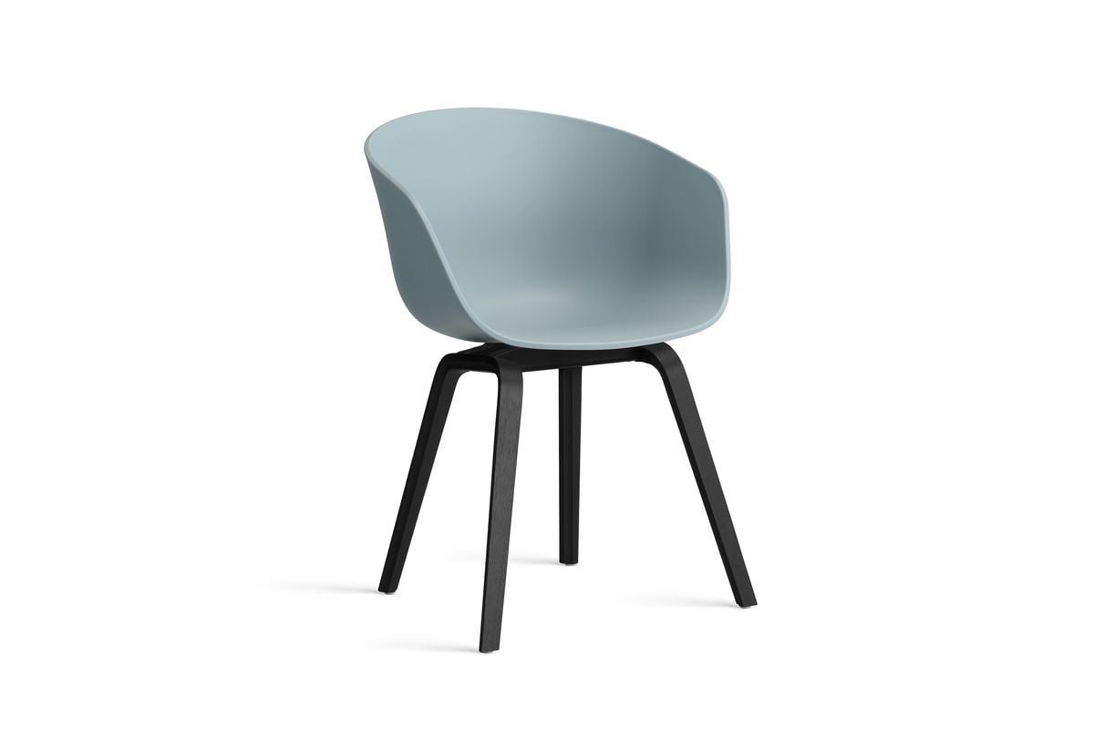 Billede af HAY AAC 22 About A Chair SH: 46 cm - Black Lacquered Oak Veneer/Dusty Blue