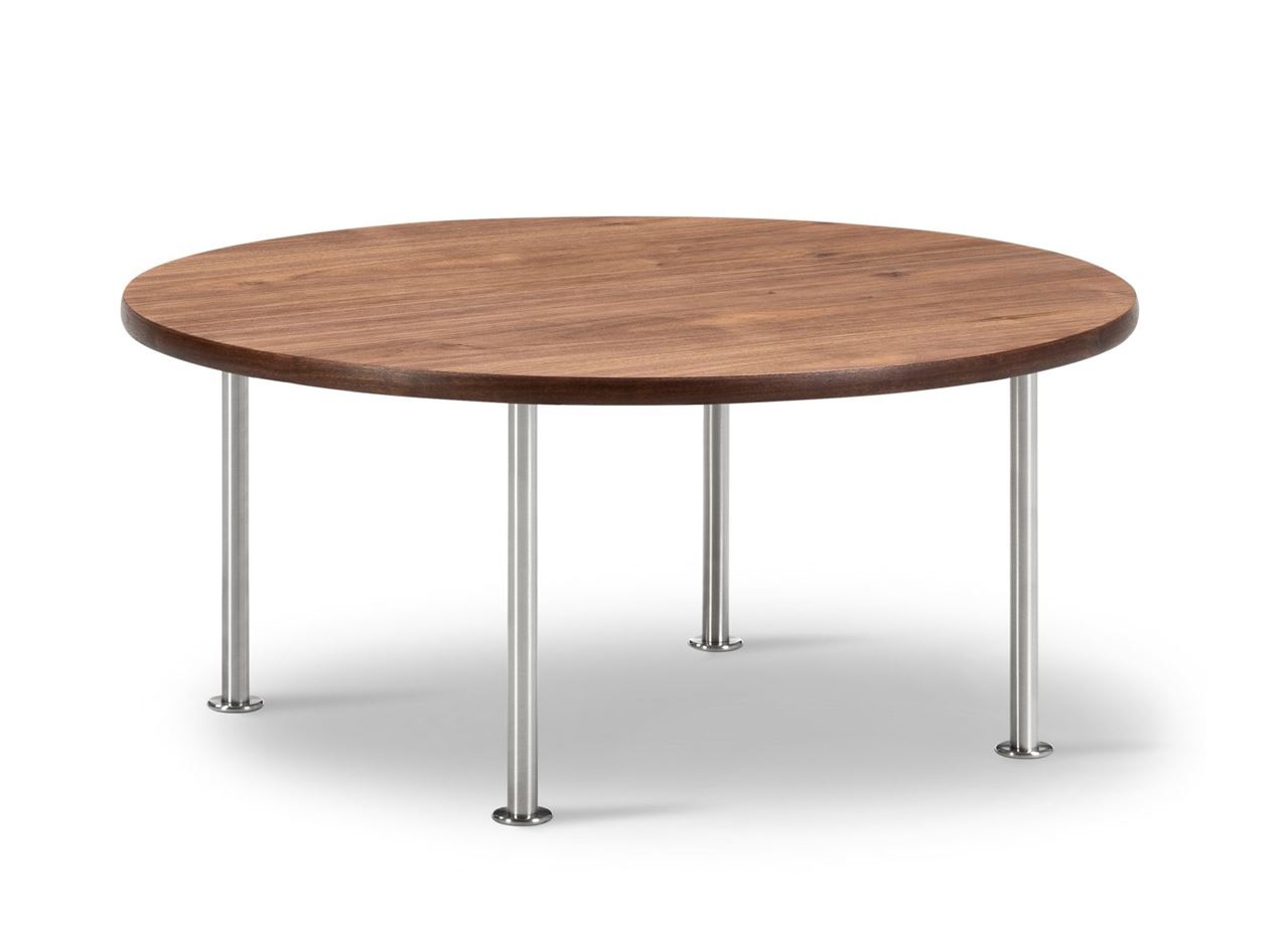 Billede af Fredericia Furniture Wegner Ox Table Ø: 80 cm H: 35 cm - Stål/Olieret Valnød