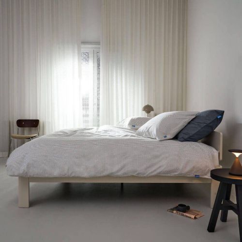 Auping Casual Squares Sengetøj 240x220 cm - Cream/Dark Blue