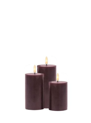 Sirius Sille Genopladelige LED Stearinlys Ø: 7,5 cm Sæt 3 stk. - Bordeaux