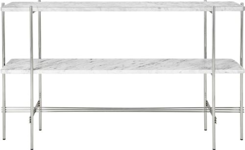 GUBI TS Console 120x30 cm - Polished Steel/White Carrara Marble 