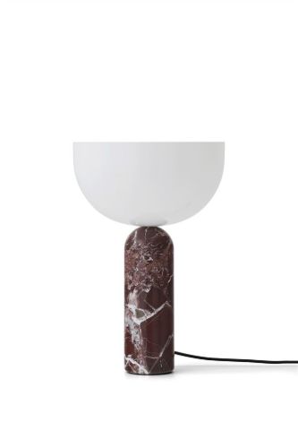 New Works Kizu Table Lamp Ø: 30 cm - Rosso Levanto Marble / White Acrylic