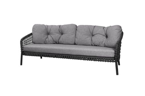 Cane-line Outdoor Ocean Large 3 pers. Sofa L: 202 cm Inkl. Hyndesæt - Dark Grey/Dark Grey