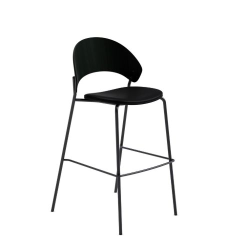 Please Wait To Be Seated Dosina Barstol  - Sort Eg/Læder polstring