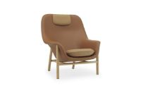 Billede af Normann Copenhagen Drape Loungestol Høj m. nakkestøtte Eg H: 103 cm - Ultra Leather Brandy/Ultra Leather Brandy