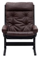 Billede af LK Hjelle Siesta Classic Lænestol Høj m. Armlæn SH: 45 cm - Black/Hemsen Anilin Brown