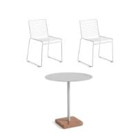 Billede af HAY Hee Dining Chairs + Terrazzo Table Havemøbelsæt - Hvid/Rød