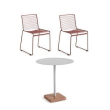 Billede af HAY Hee Dining Chairs + Terrazzo Table Havemøbelsæt - Rust/Rød