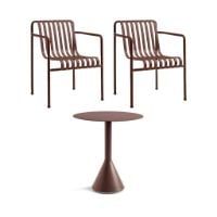Billede af HAY Palissade Cone Table + Dining Armchairs Havemøbelsæt - Iron Red