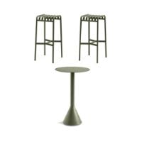 Billede af HAY Palissade Cone Table High + Bar Stool Havemøbelsæt - Olive