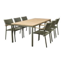 Billede af Mandalay Toscana Havebord L: 197 cm og 6 Siena Havestole - Olivengrøn 