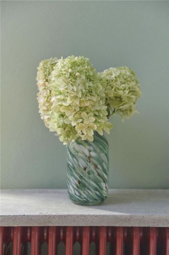 HAY Splash Vase Small H: 20,5 cm - Roll Neck/Green Swirl 