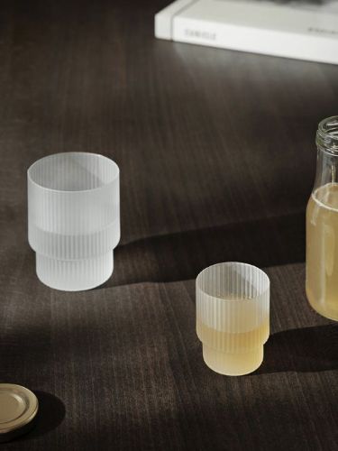 Ferm Living Ripple Small Glasses Set of 4 H: 6 cm - Frosted Glass