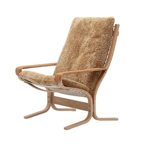 LK Hjelle Siesta Ovis Lænestol Høj Med Armlæn - Nature/Sheepskin Maple