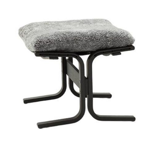 LK Hjelle Siesta Ovis Fodskammel - Black/Sheepskin Scandinavian Grey