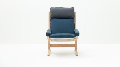 LK Hjelle Siesta Trio Lænestol Høj Med Armlæn - Nature/Trio Dark Blue