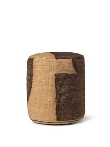 Ferm Living Forene Cylinder Pouf H: 42 cm - Tan/Chocolate