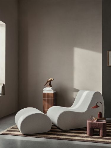 Ferm Living Rouli Pouf 38x67 cm - Pure Bouclé/Off-White