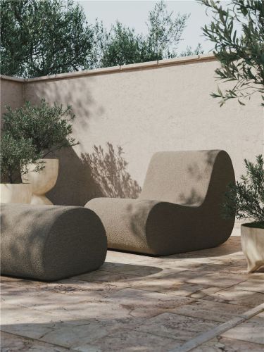 Ferm Living Rouli Pouf 38x67 cm - Pure Bouclé/Sand