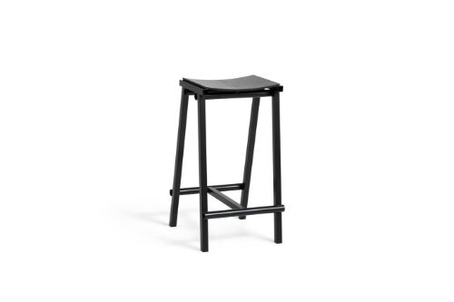 HAY Taburete 8 Bar Stool Low - Black Powder Coated Base/Black Lacquered Oak Veneer