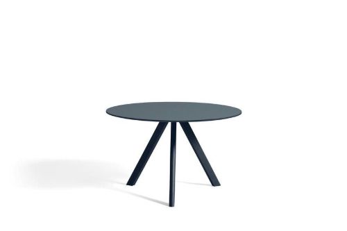 HAY CPH 20 2.0 Round Table Ø: 120 cm - Deep Blue Lacquered Solid Oak/Smokey Blue Linoleum
