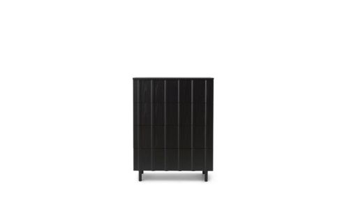 Normann Copenhagen Rib Kommode m. 4 skuffer H: 104,6 cm - Varm Sort