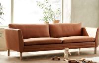 Billede af Mogens Hansen MH 2301 3-personers Sofa (2-delt) L 222 cm - Gefion Semianilin Læder/Cognac nr. 15/Sæbebehandlet Eg
