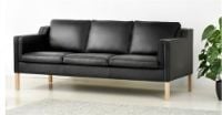 Billede af Stouby Eva 3 pers. sofa L: 200 cm - Sort Semianalin læder/Eg