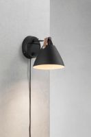 Billede af Design For The People Strap 15 Væglampe H: 17 cm - Sort/Brun Læder