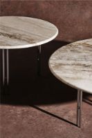 Billede af GUBI IOI Coffee Table Round Ø: 100 cm - Chrome/Brass Sphere/Rippled Beige 