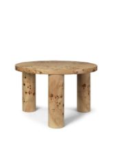 Billede af Ferm Living Post Coffee Table Small Ø: 65 cm - Natural/Burl Veneer