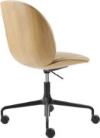 Billede af GUBI Beetle Meeting Chair 4-Star w. Castors - Black/Beige Sunday Dedar/Oak Veneer