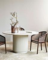 Billede af Nordal Erie Round Dining Table Med Marmor Ø:140 cm - Råhvid/Brun/Beige