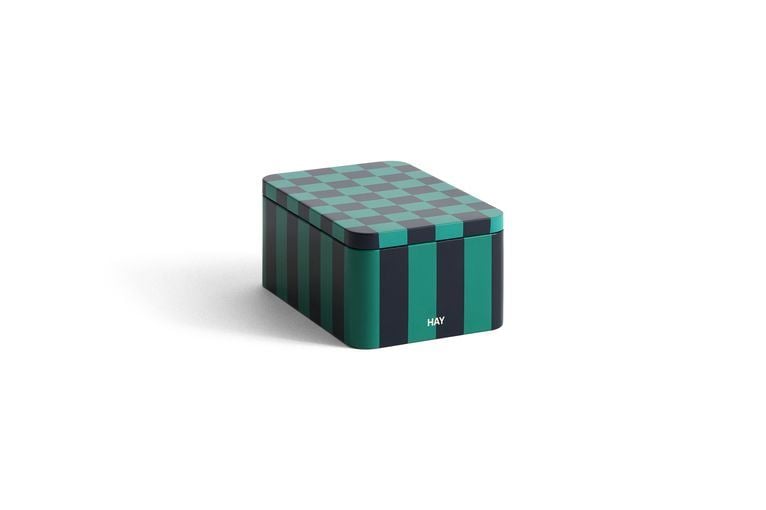 Billede af HAY Tin Container Small 7,3x17x11,1 cm - Green and Dark Blue