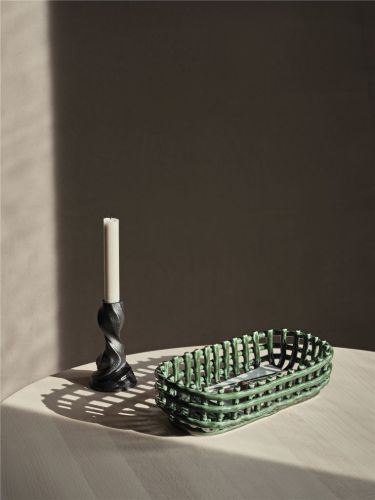 Ferm Living Ceramic Basket Oval 30x15 cm - Emerald Green