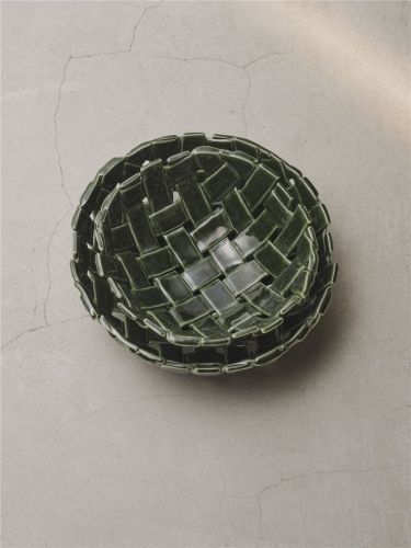 Ferm Living Plait Bowl Ø: 24 cm - Emerald Green