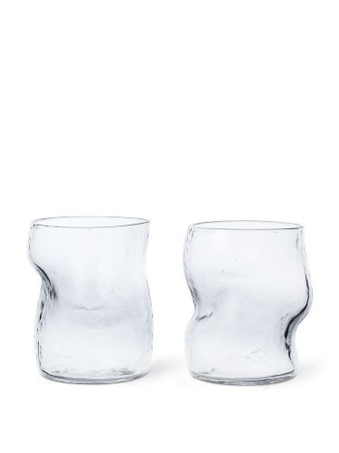 Ferm Living Dimple Glasses 2 stk. Ø: 8 cm - Clear