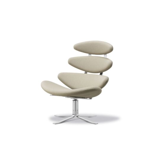 Fredericia Furniture 5000 Corona Lænestol m. Drejestel - Vidar 222/Børstet Stål