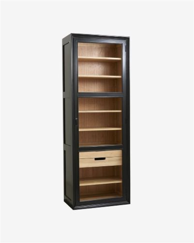Nordal Viva Vitrineskab I Træ Høj Model m. 1 Låge H: 210 cm - Sort/Natur