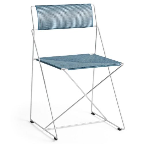 HAY X-Line Chair SH: 46 cm - Galvanised Base-Iron Blue Powder Coated Steel