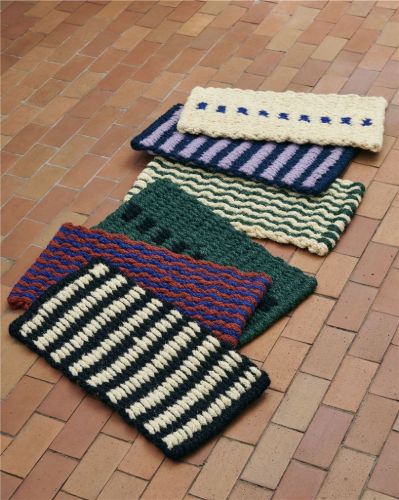 HAY Coco Door Mat Stripe/Wave 80x40 cm - Dark Green 