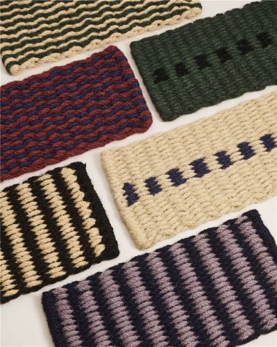 HAY Coco Door Mat Stripe 80x40 cm - Lavender/Navy 
